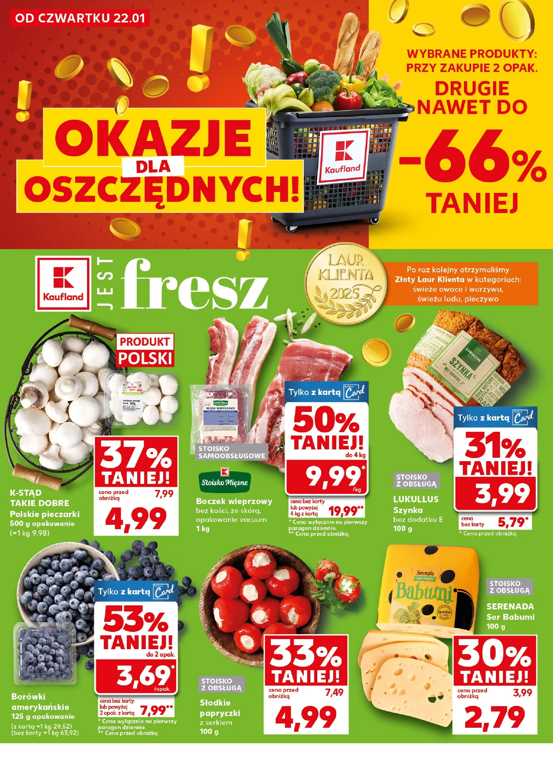 Kaufland gazetka - Super weekend od 24.01.2026 - od jutra PDF | Strona: 6 | Produkty: Karta, Mięso, Szynka, Owoce