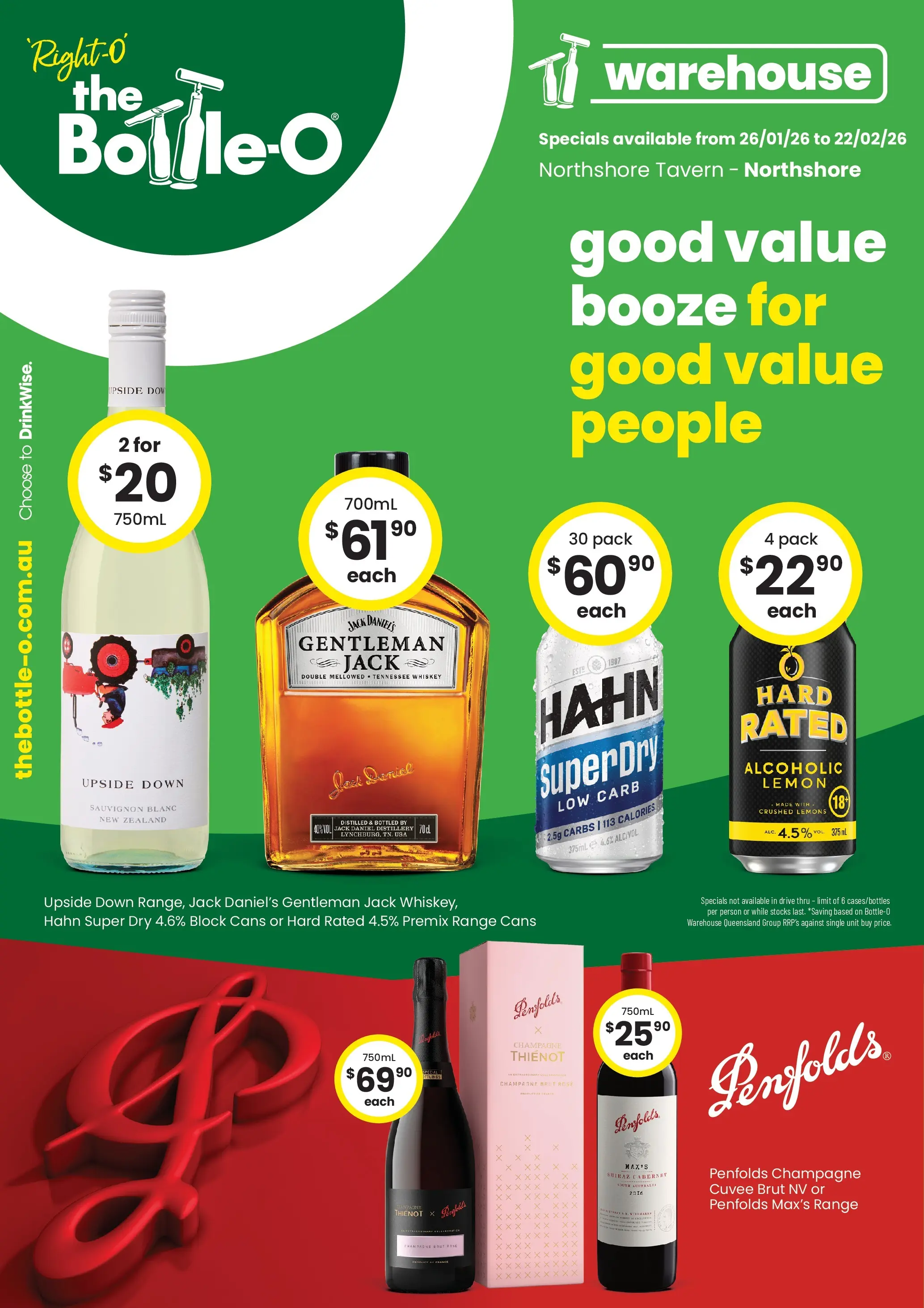 The Bottle-O - Good Value Booze, For Good Value People. 26/01 - 25/01/2026 > weekly / monthly specials | Page: 1 | Products: Whiskey, Lemon