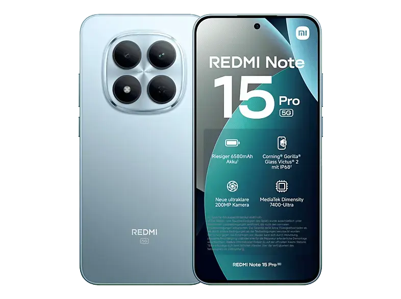 Xiaomi Redmi Note 15 Pro, 5G, 512 GB, Glacier Blue, Dual SIM