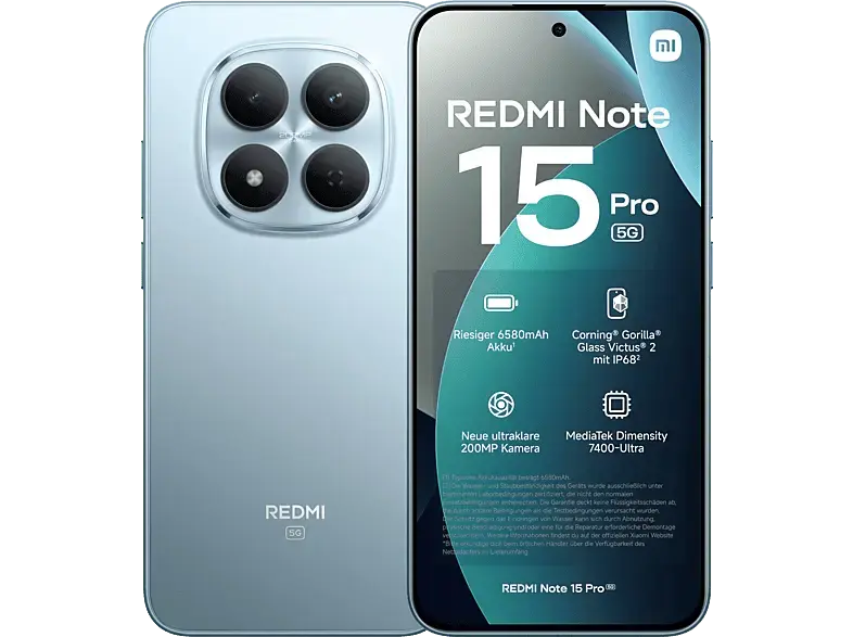 Xiaomi Redmi Note 15 Pro, 5G, 256 GB, Glacier Blue, Dual SIM