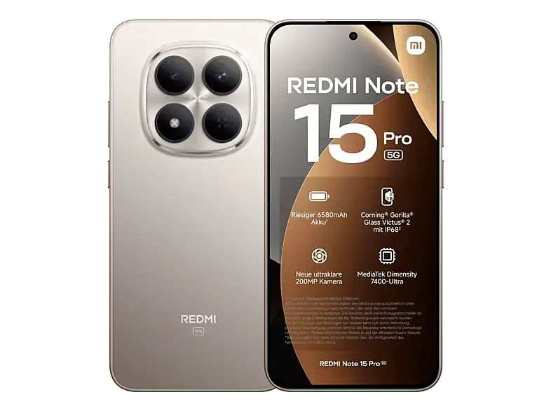 Xiaomi Redmi Note 15 Pro, 5G, 512 GB, Titanium, Dual SIM