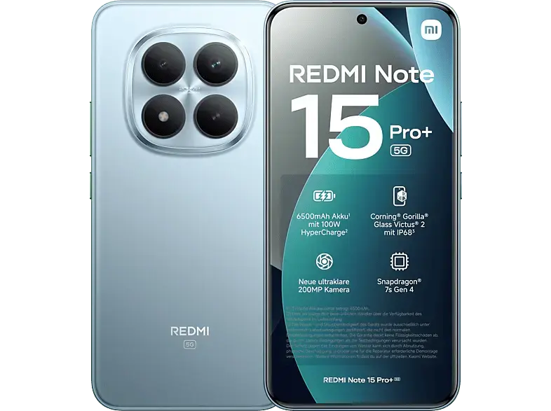 Xiaomi Redmi Note 15 Pro+, 5G, 256 GB, Glacier Blue, Dual SIM