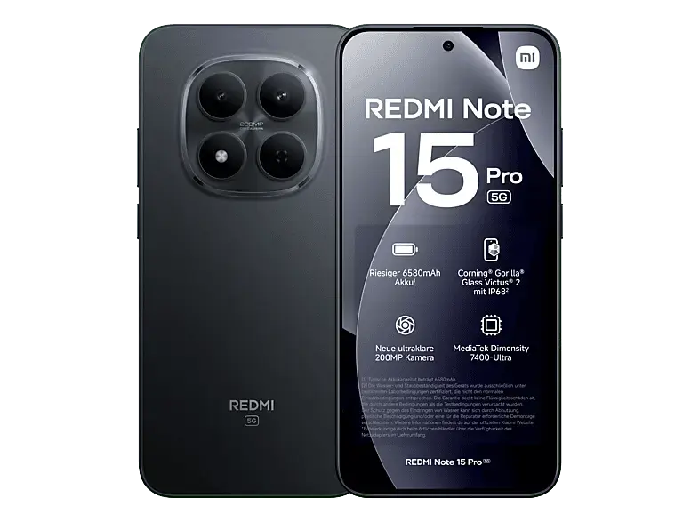Xiaomi Redmi Note 15 Pro, 5G, 512 GB, Black, Dual SIM