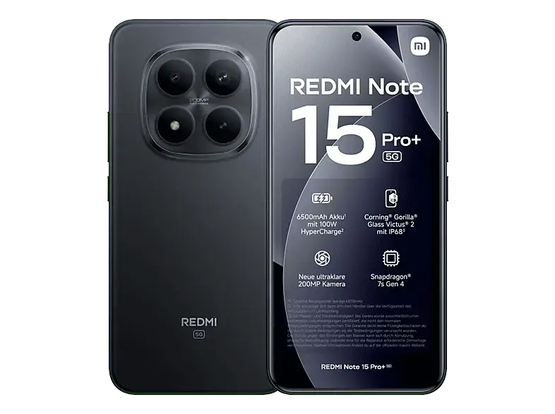 Xiaomi Redmi Note 15 Pro+, 5G, 512 GB, Black, Dual SIM