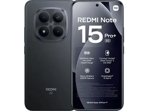 Xiaomi Redmi Note 15 Pro+, 5G, 256 GB, Black, Dual SIM