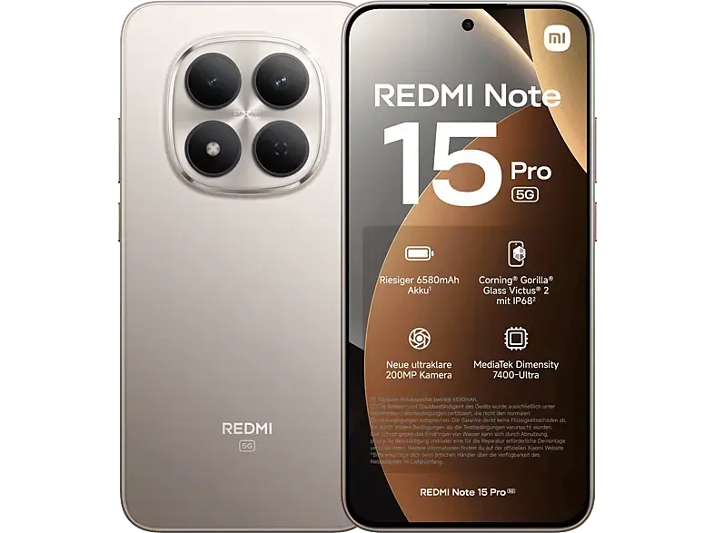 Xiaomi Redmi Note 15 Pro, 5G, 256 GB, Titanium, Dual SIM