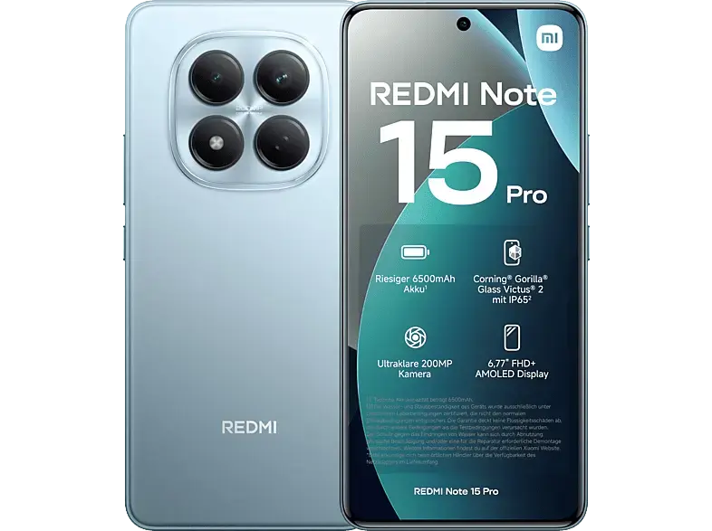 Xiaomi Redmi Note 15 Pro, LTE, 256 GB, Glacier Blue, Dual SIM