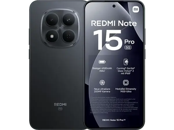 Xiaomi Redmi Note 15 Pro, 5G, 256 GB, Black, Dual SIM