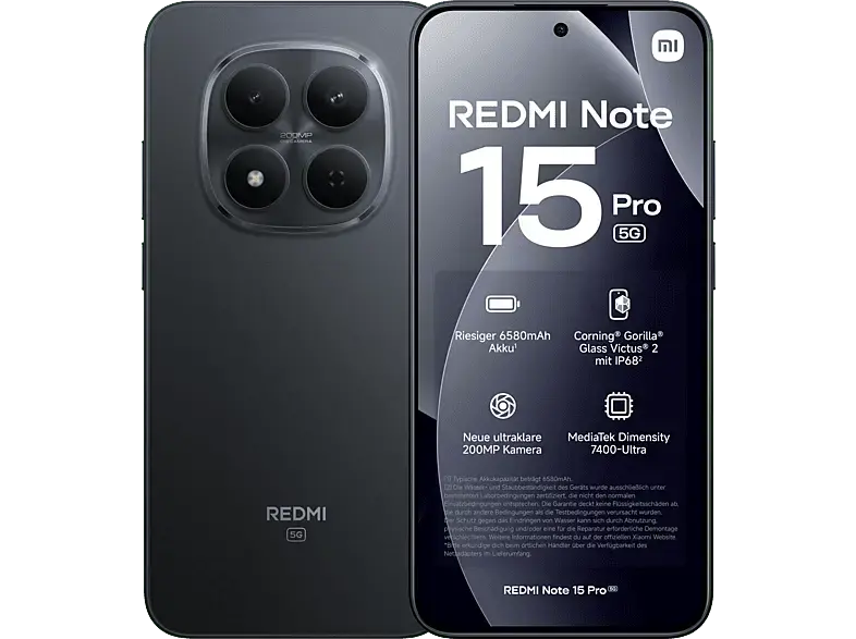 Xiaomi Redmi Note 15 Pro, 5G, 256 GB, Black, Dual SIM