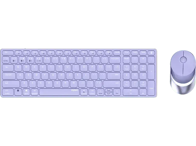 RAPOO 9750M Desktop Set, Multi-Mode, Bluetooth/USB 2.4GHz, qwertz, 1600dpi, Violett