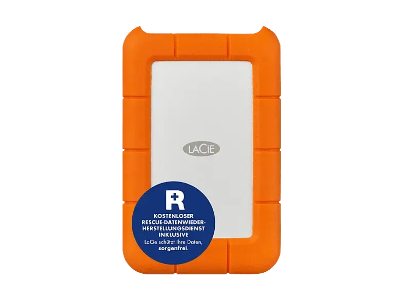 LACIE 500 GB Rugged Mini SSD Festplatte, Extern, USB-C 3.2 Gen 2x2, Bis 2000 MB/s, IP54, Orange