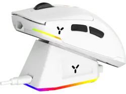 ISY IGM-6000-WT Gaming Maus mit Ladestation, 16.000 dpi, RGB-LED, Wei&szlig;