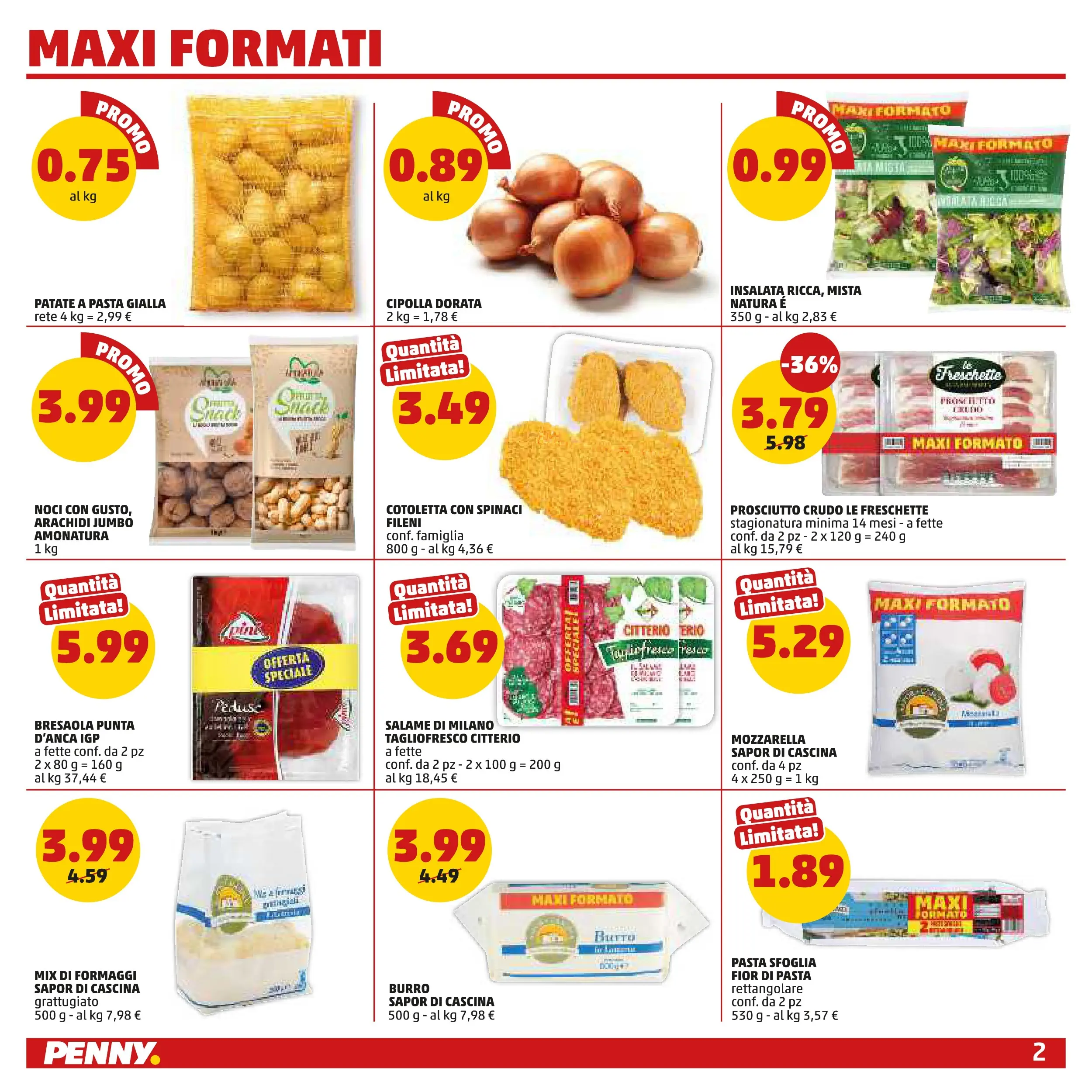 Volantino PENNY dal 28/01/2026 anteprima > (PENNY - Dal 29 gennaio all'8 febbraio) | Pagina: 2 | Prodotti: Salame, Mozzarella, Prosciutto, Pasta