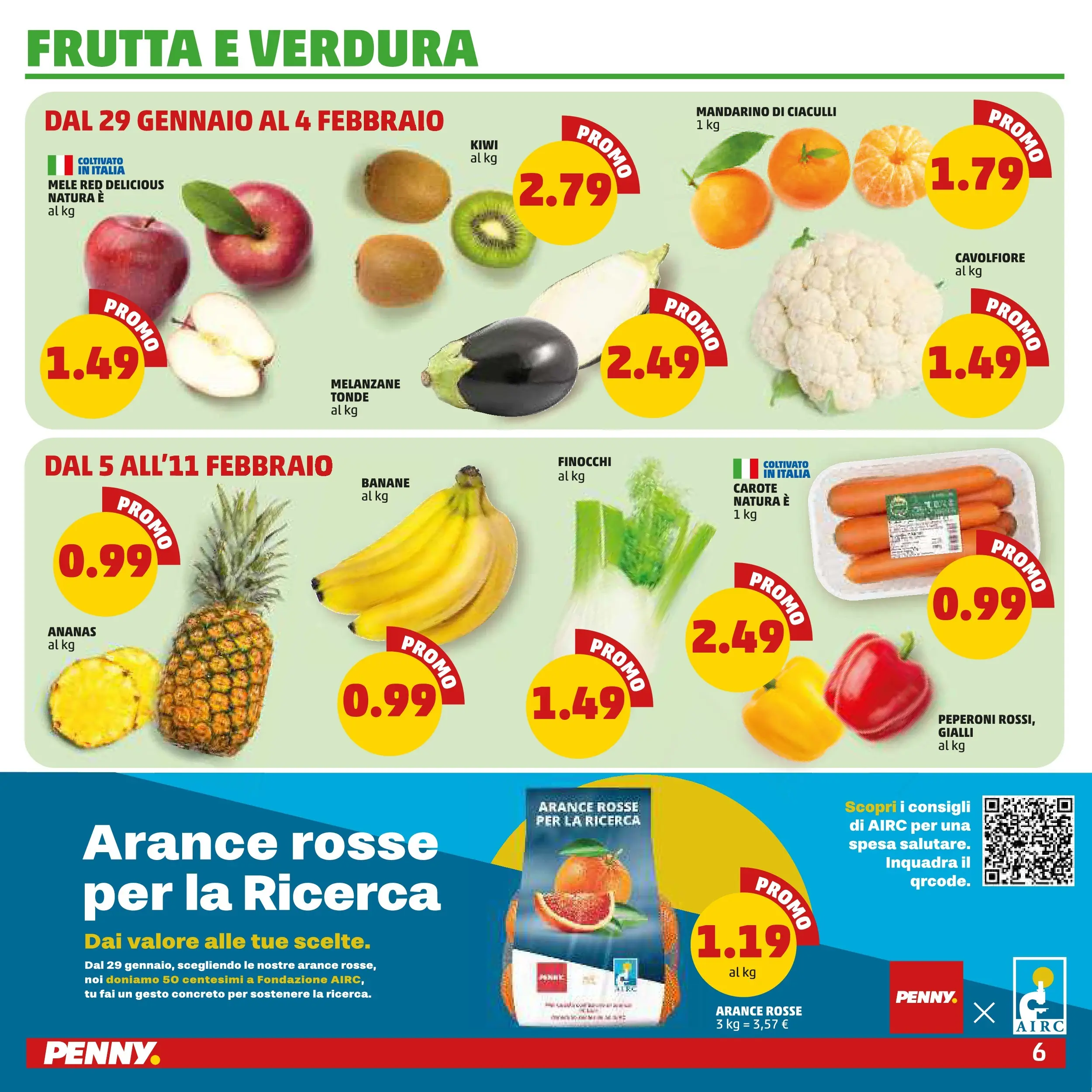 Volantino PENNY dal 28/01/2026 anteprima > (PENNY - Dal 29 gennaio all'8 febbraio) | Pagina: 6 | Prodotti: Mele, Peperoni, Frutta, Carote
