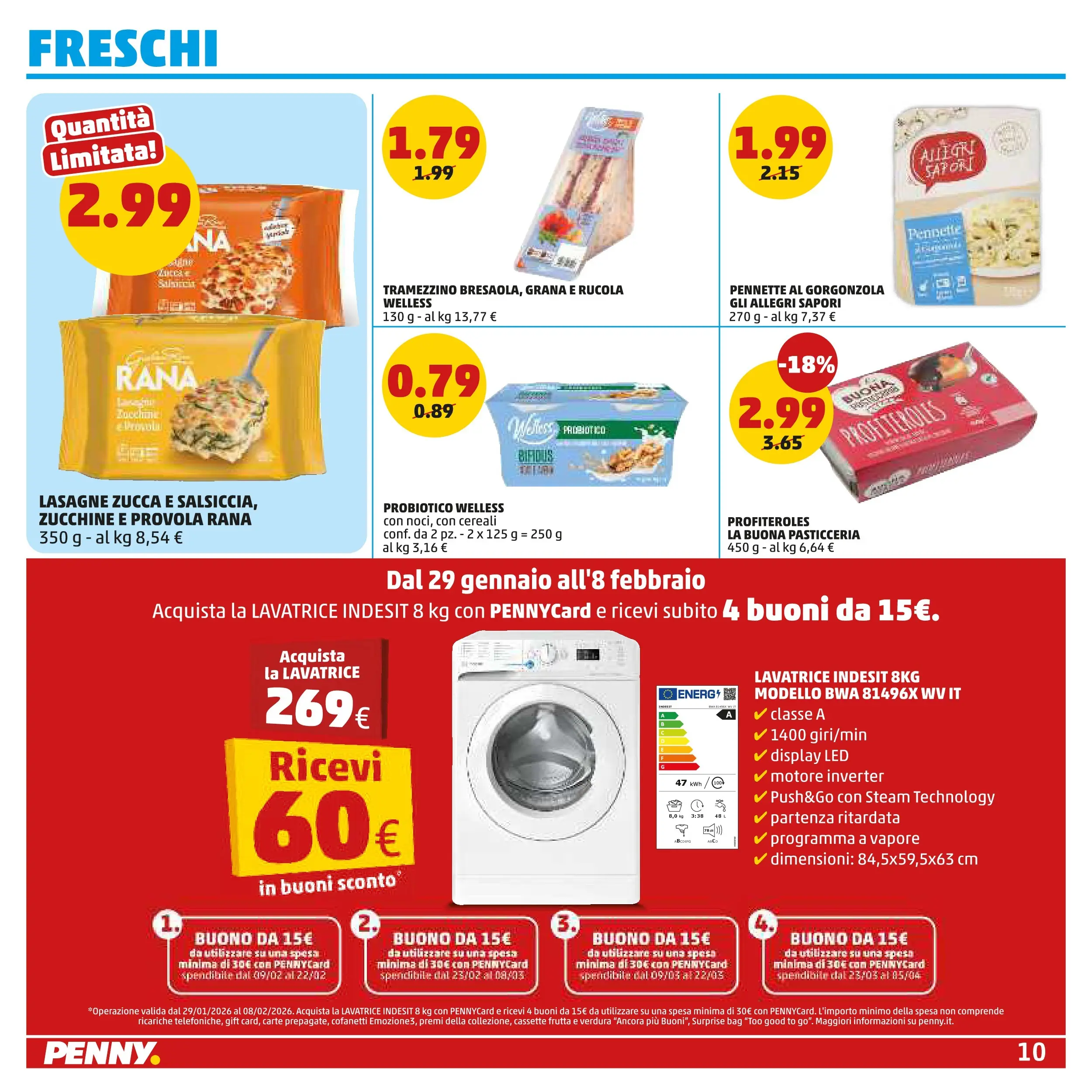 Volantino PENNY dal 28/01/2026 anteprima > (PENNY - Dal 29 gennaio all'8 febbraio) | Pagina: 10 | Prodotti: Rucola, Zucca, Lavatrice, Tramezzino