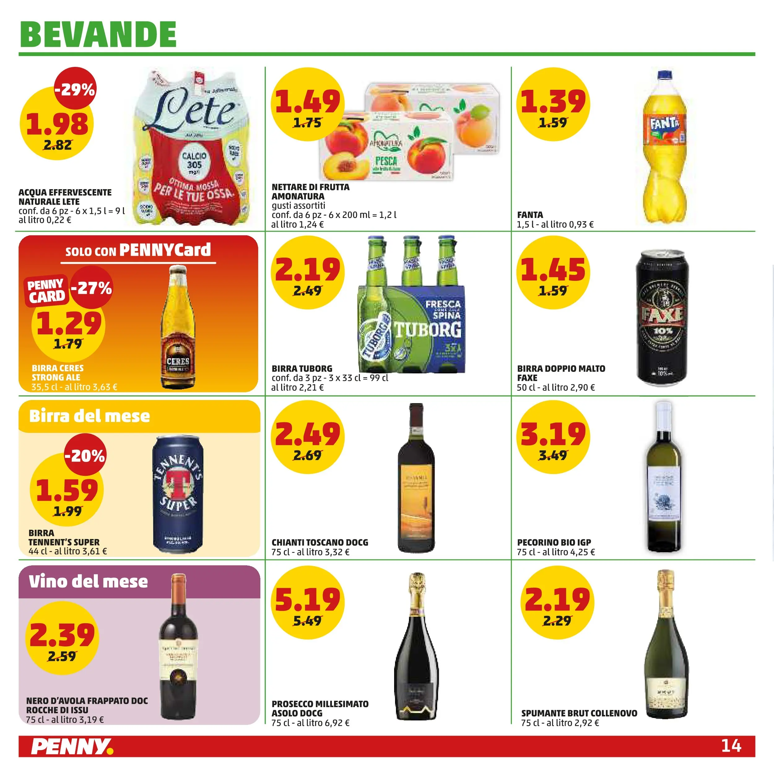 Volantino PENNY dal 28/01/2026 anteprima > (PENNY - Dal 29 gennaio all'8 febbraio) | Pagina: 14 | Prodotti: Tennent's, Frutta, Ceres, Fanta