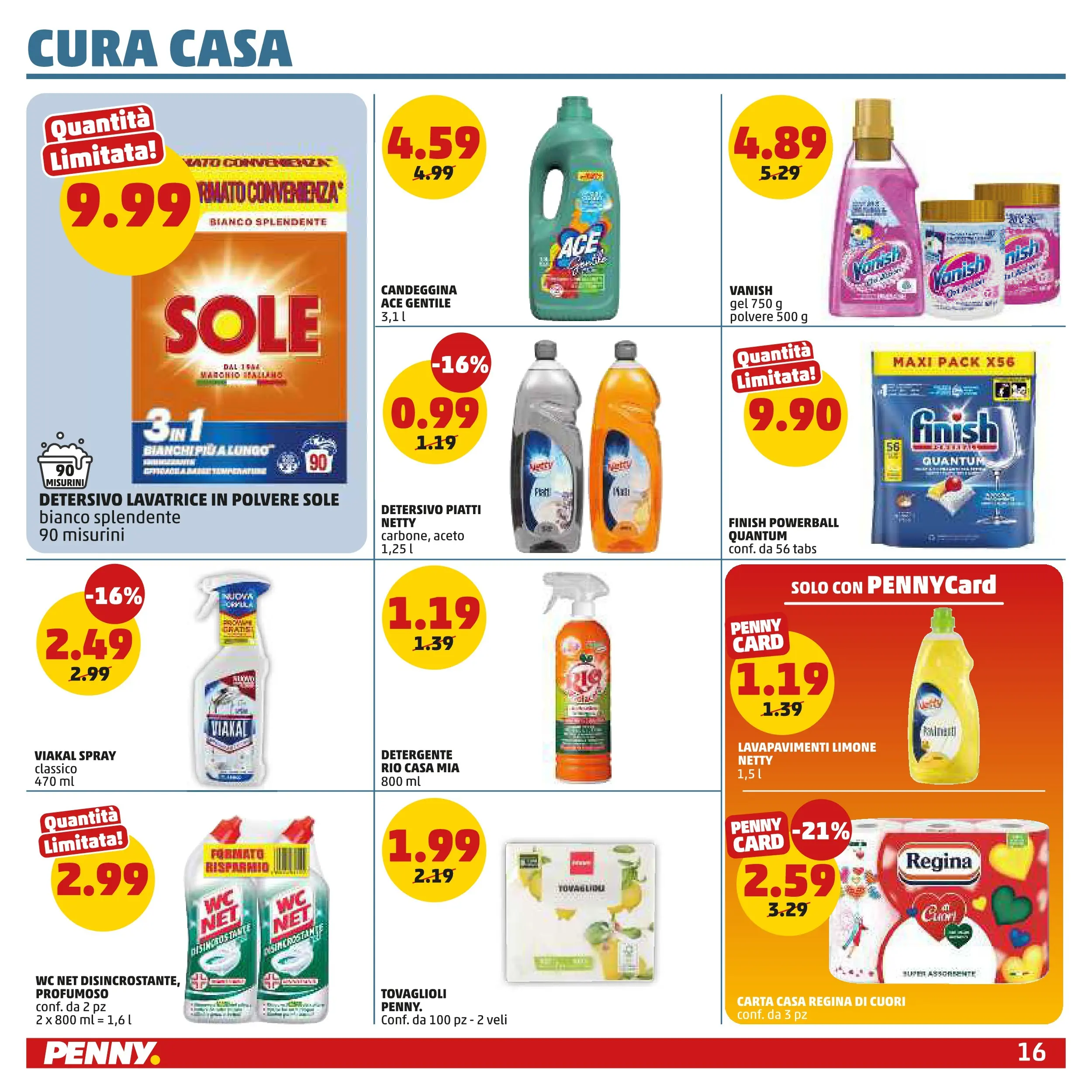 Volantino PENNY dal 28/01/2026 anteprima > (PENNY - Dal 29 gennaio all'8 febbraio) | Pagina: 16 | Prodotti: Candeggina, Limone, Lavatrice, Aceto