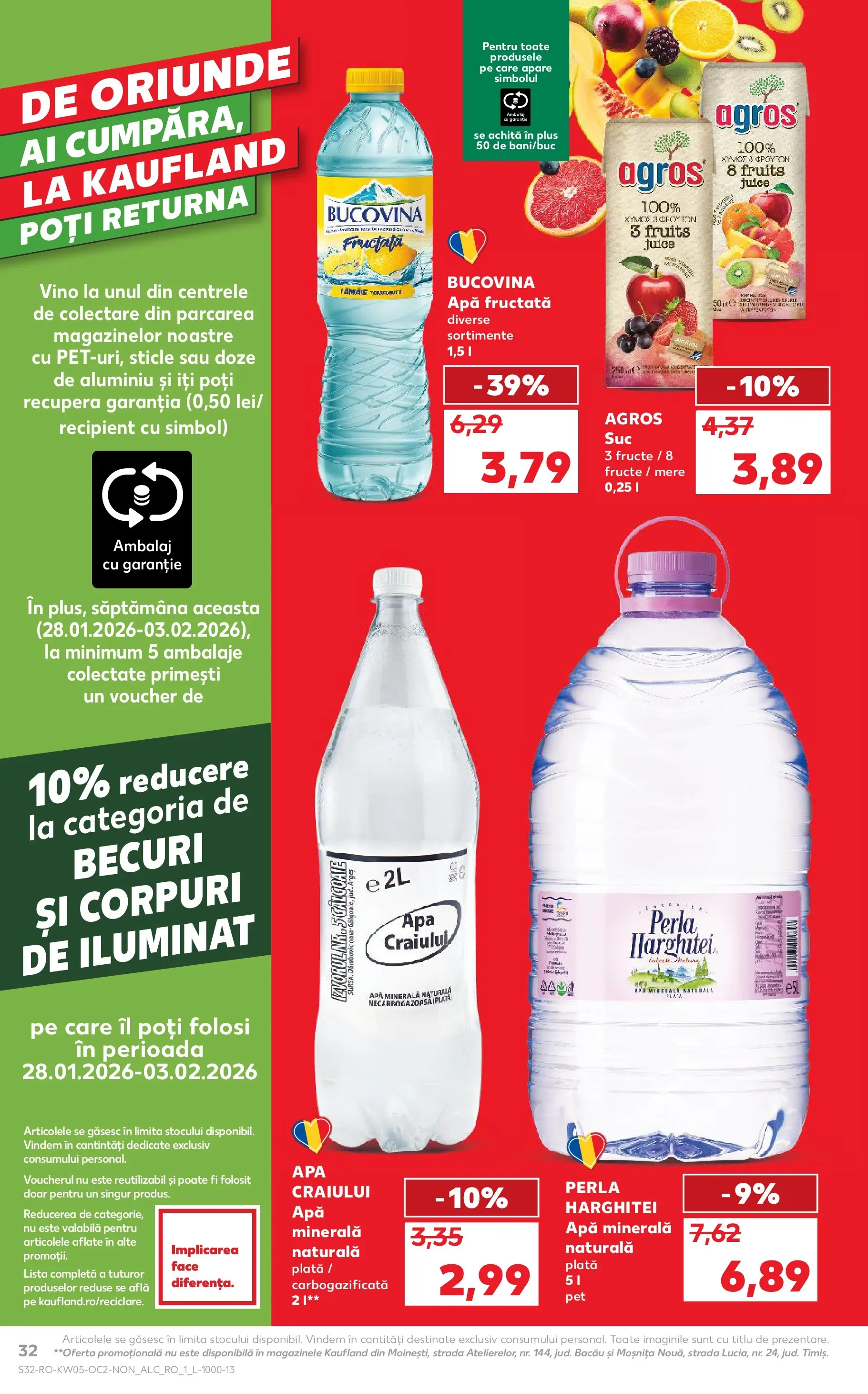 Catalog Kaufland - Domnesti 28.01.2026 - Revista si Oferta | Pagină: 32 | Produse: Yazı tahtası kalemi, Suc, Mere, Apă