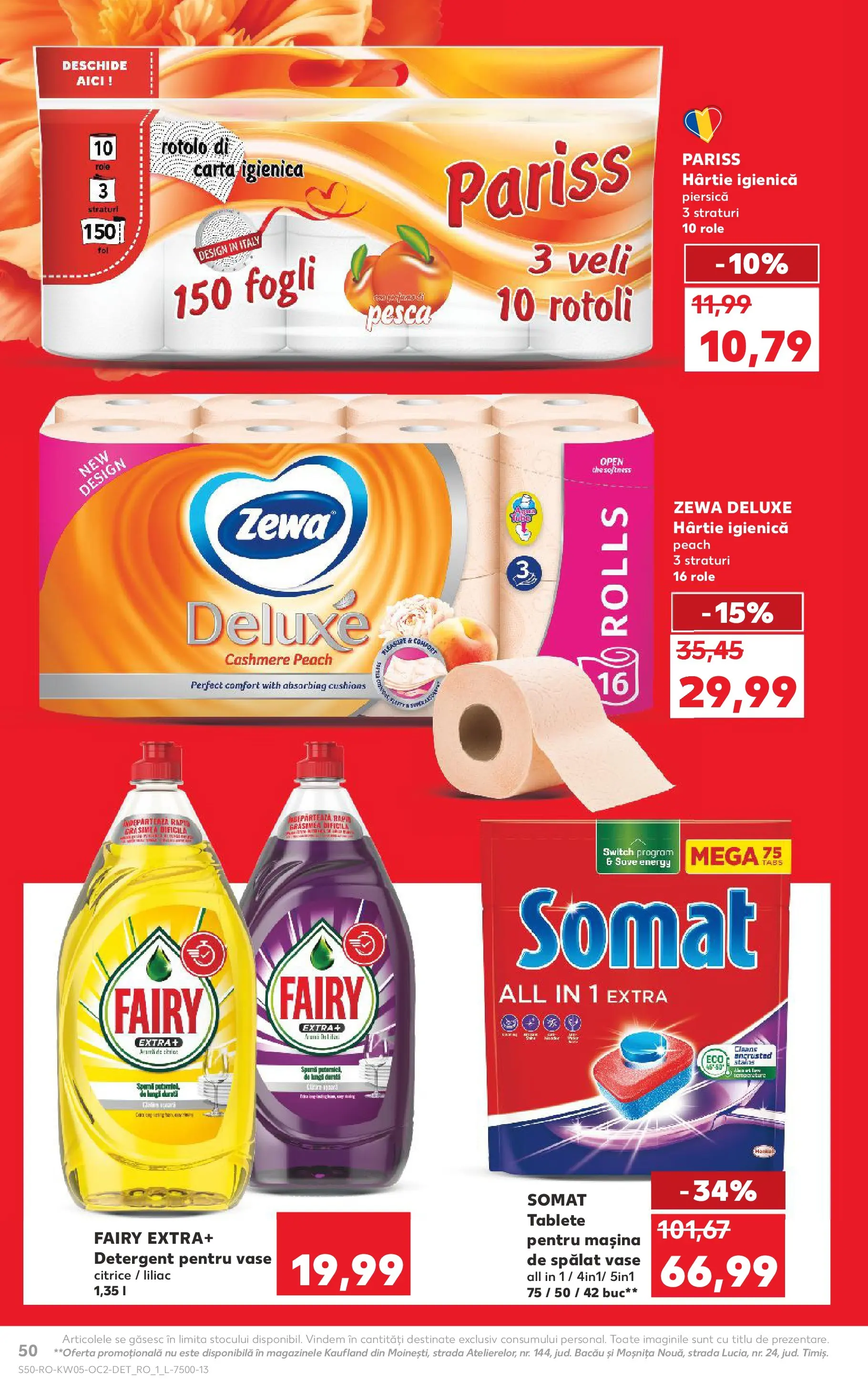 Catalog Kaufland - Viseu de Sus 28.01.2026 - Revista si Oferta | Pagină: 50 | Produse: Piersică, Mașină De Spălat, Role, Tablete pentru mașina de spălat