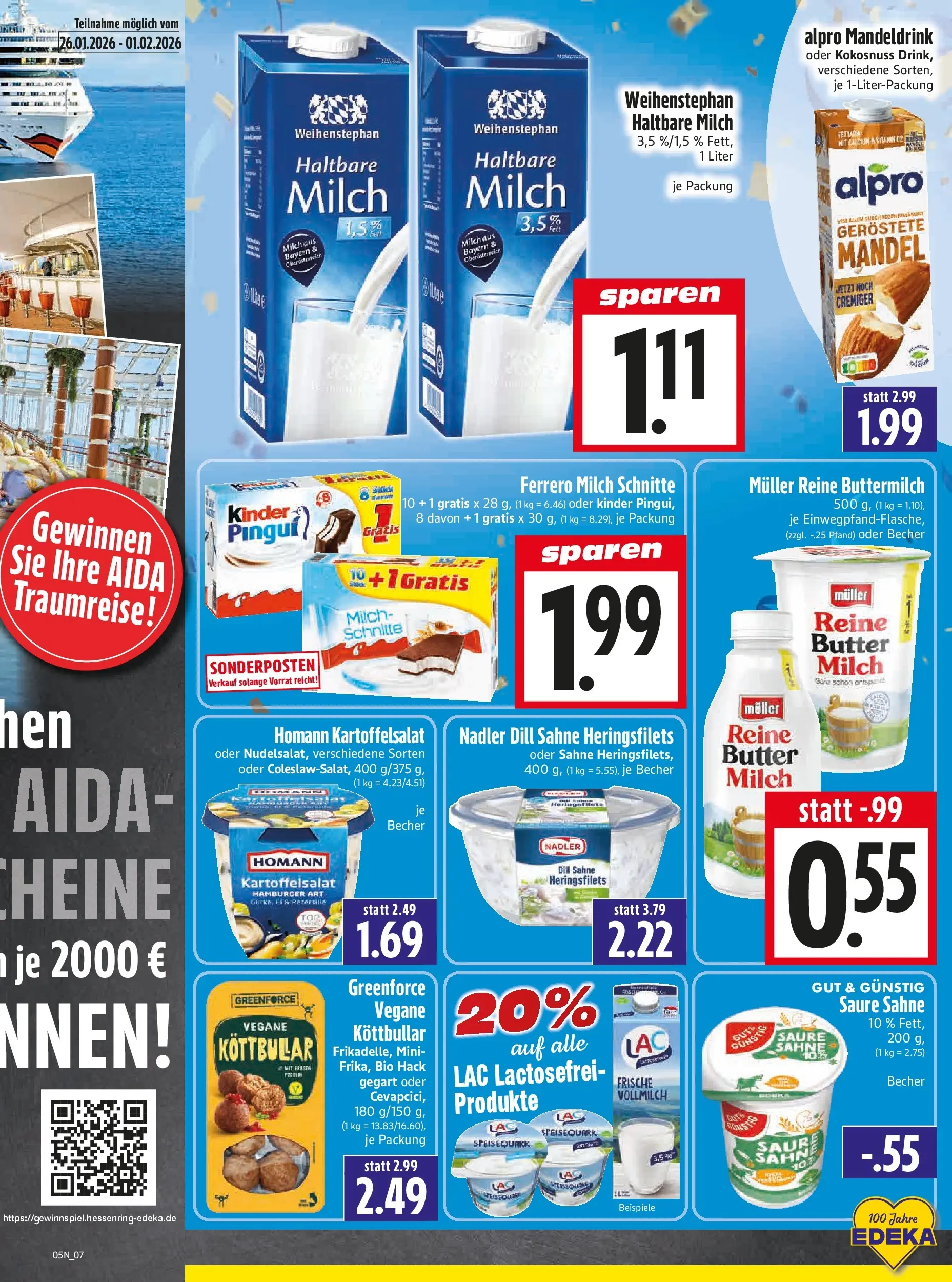Entdecke - Edeka Hahner: Wochenangebote (ab 25.01.2026) zum Blättern | Seite: 9 | Produkte: Butter, Haltbare milch, Dill, Sahne