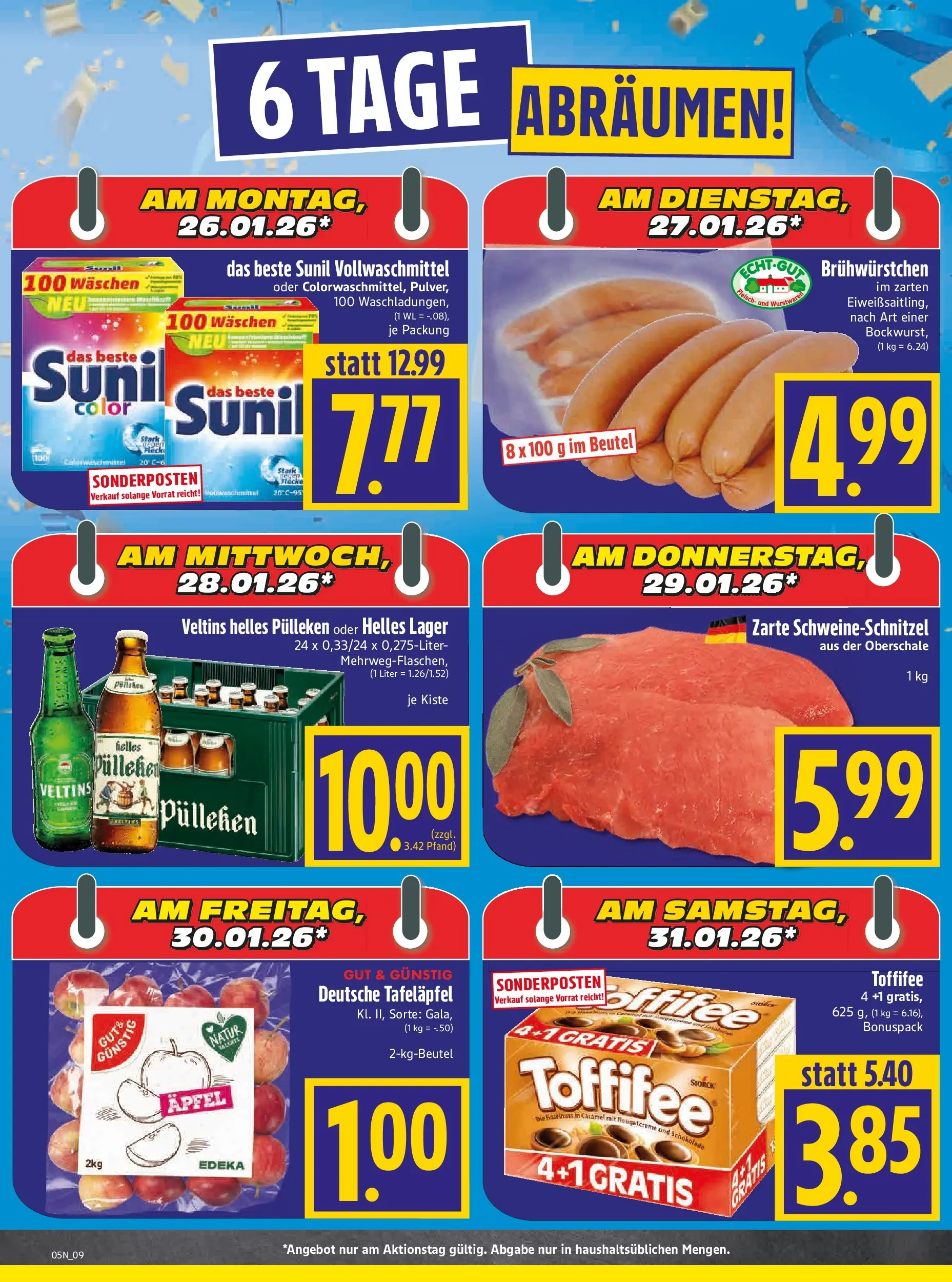 Entdecke - Edeka Hahner: Wochenangebote (ab 25.01.2026) zum Blättern | Seite: 11 | Produkte: Helles pulleken, Äpfel, Toffifee, Veltins