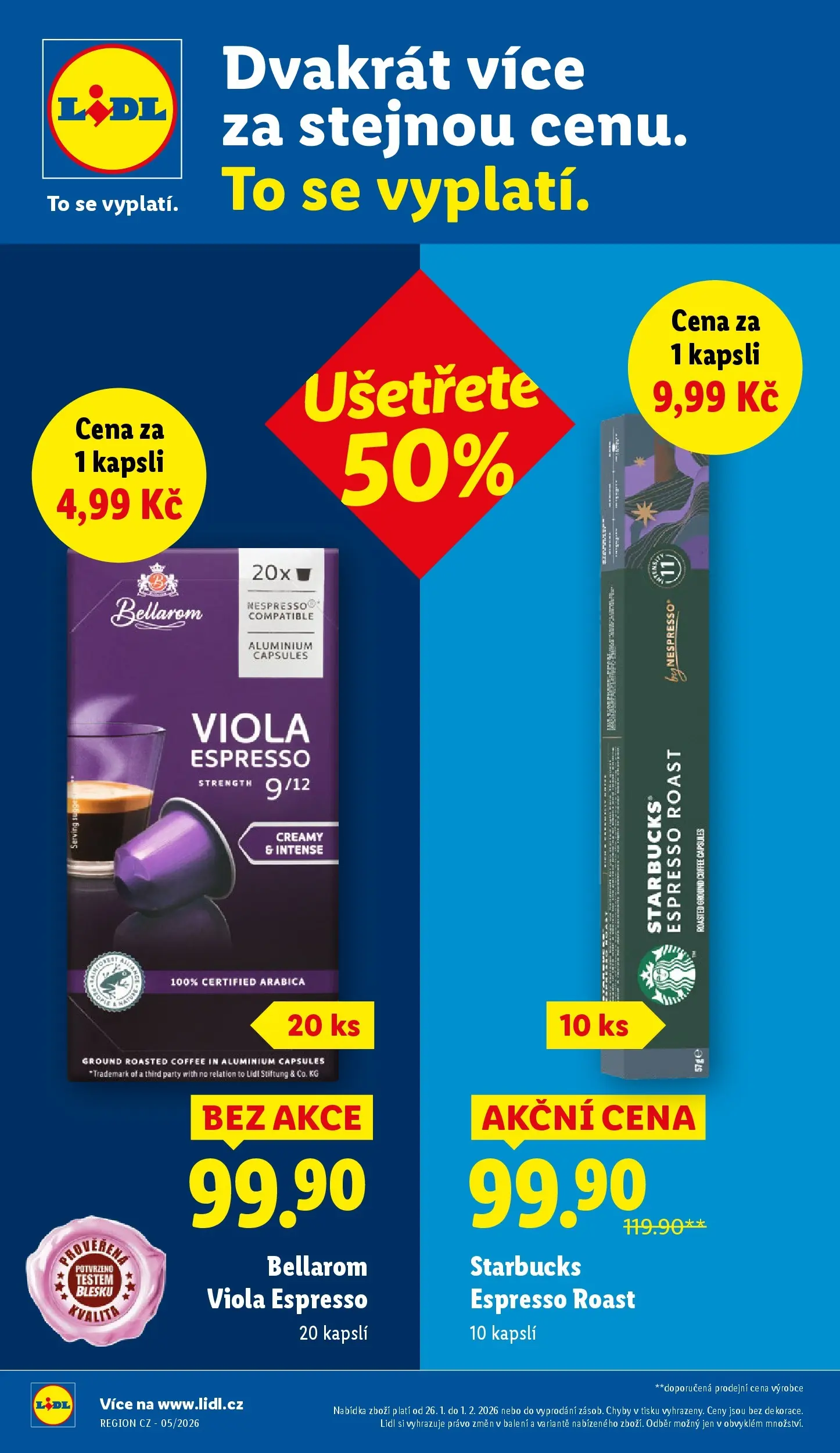 Lidl leták od 25.01.2026 - Nový akční leták | Strana: 7 | Produkty: Starbucks, Nespresso, Bellarom