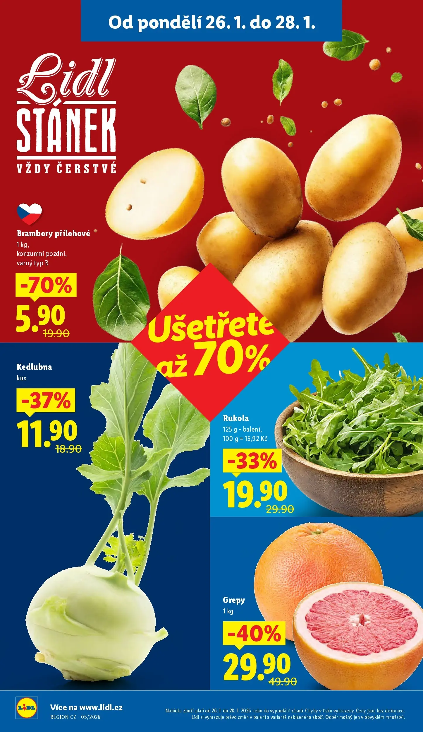 Lidl leták od 25.01.2026 - Nový akční leták | Strana: 10 | Produkty: Brambory, Rukola, Kedlubna