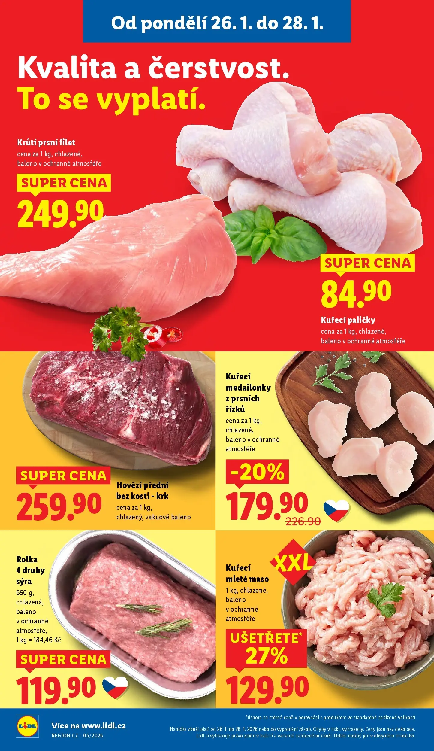 Lidl leták od 25.01.2026 - Nový akční leták | Strana: 12 | Produkty: Hovězí, Kuřecí mleté maso, Filet, Kuřecí paličky
