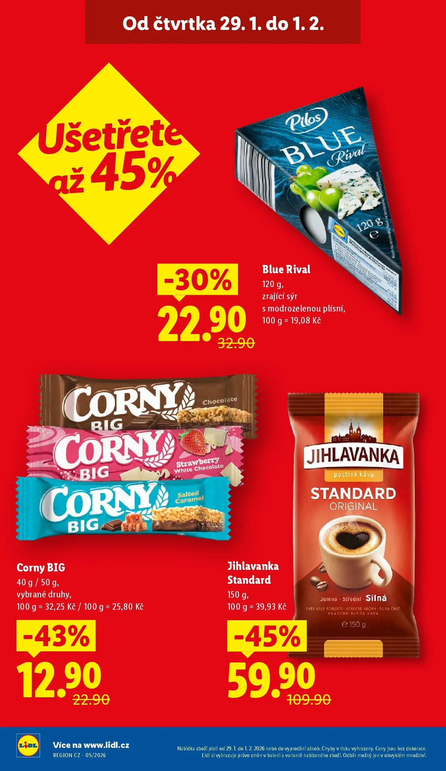 Lidl leták od 28.01.2026 - Nový akční leták | Strana: 2 | Produkty: Sýr, Káva, Zrající sýr, Jihlavanka