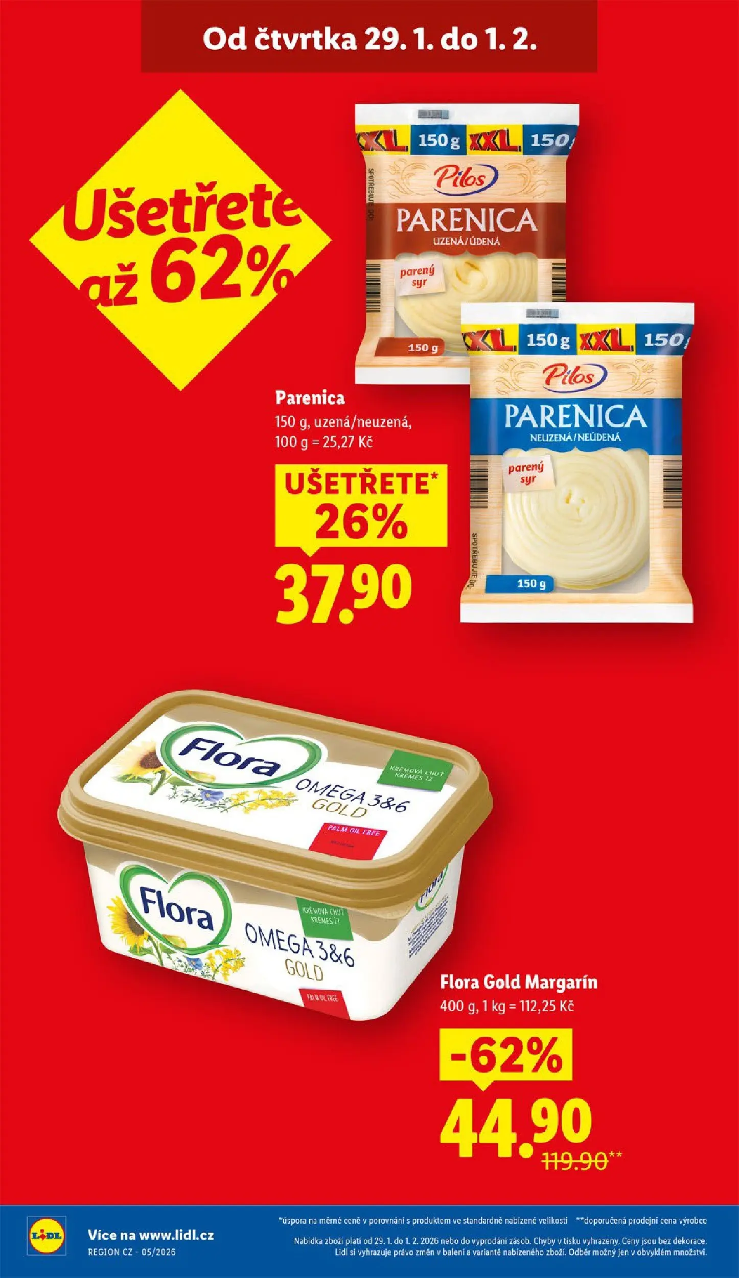 Lidl leták od 28.01.2026 - Nový akční leták | Strana: 4 | Produkty: Parenica, Omega, Margarín Flora, Flora