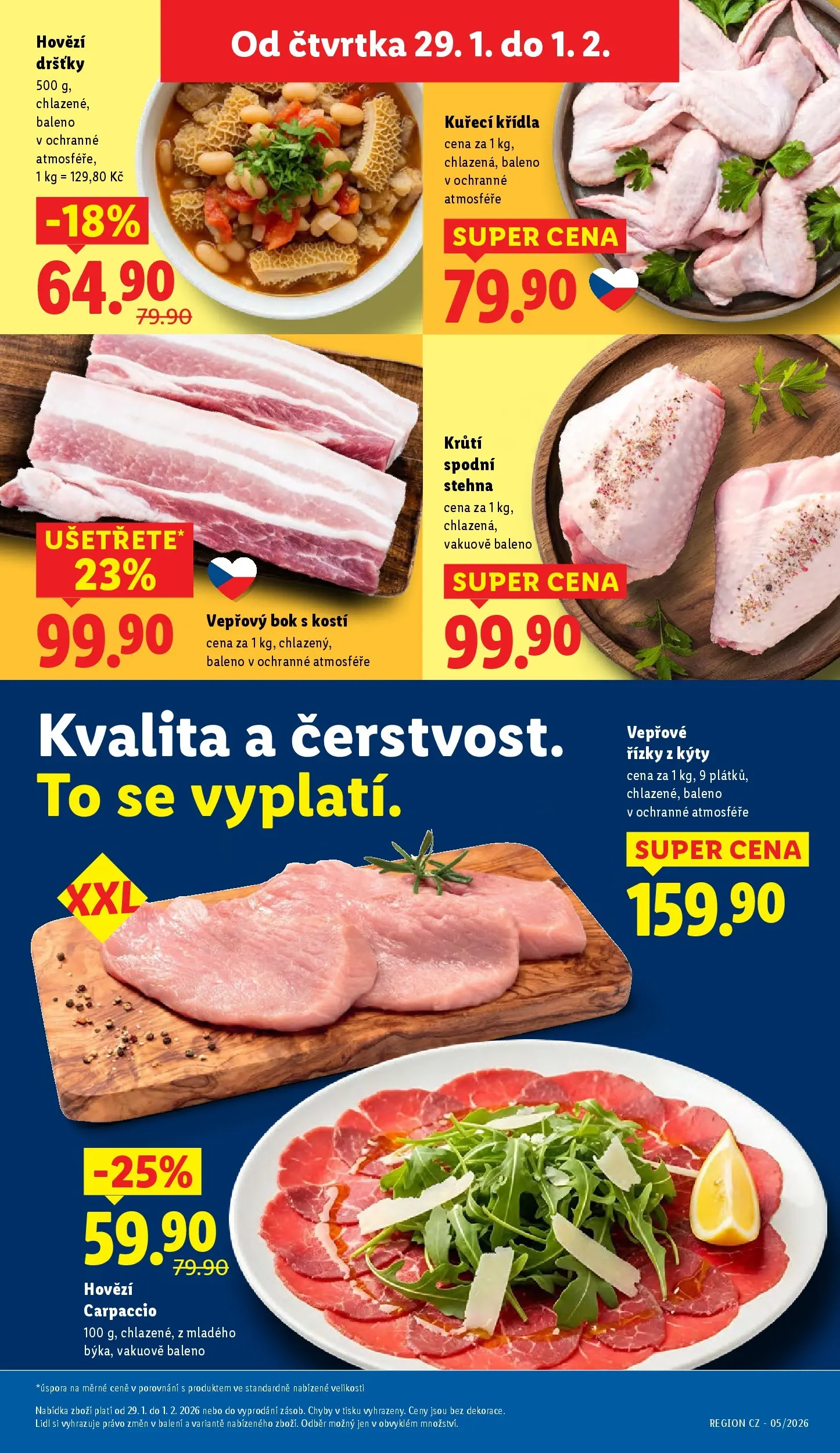 Lidl leták od 28.01.2026 - Nový akční leták | Strana: 11 | Produkty: Vepřové řízky, Hovězí carpaccio, Carpaccio, Hovězí dršťky