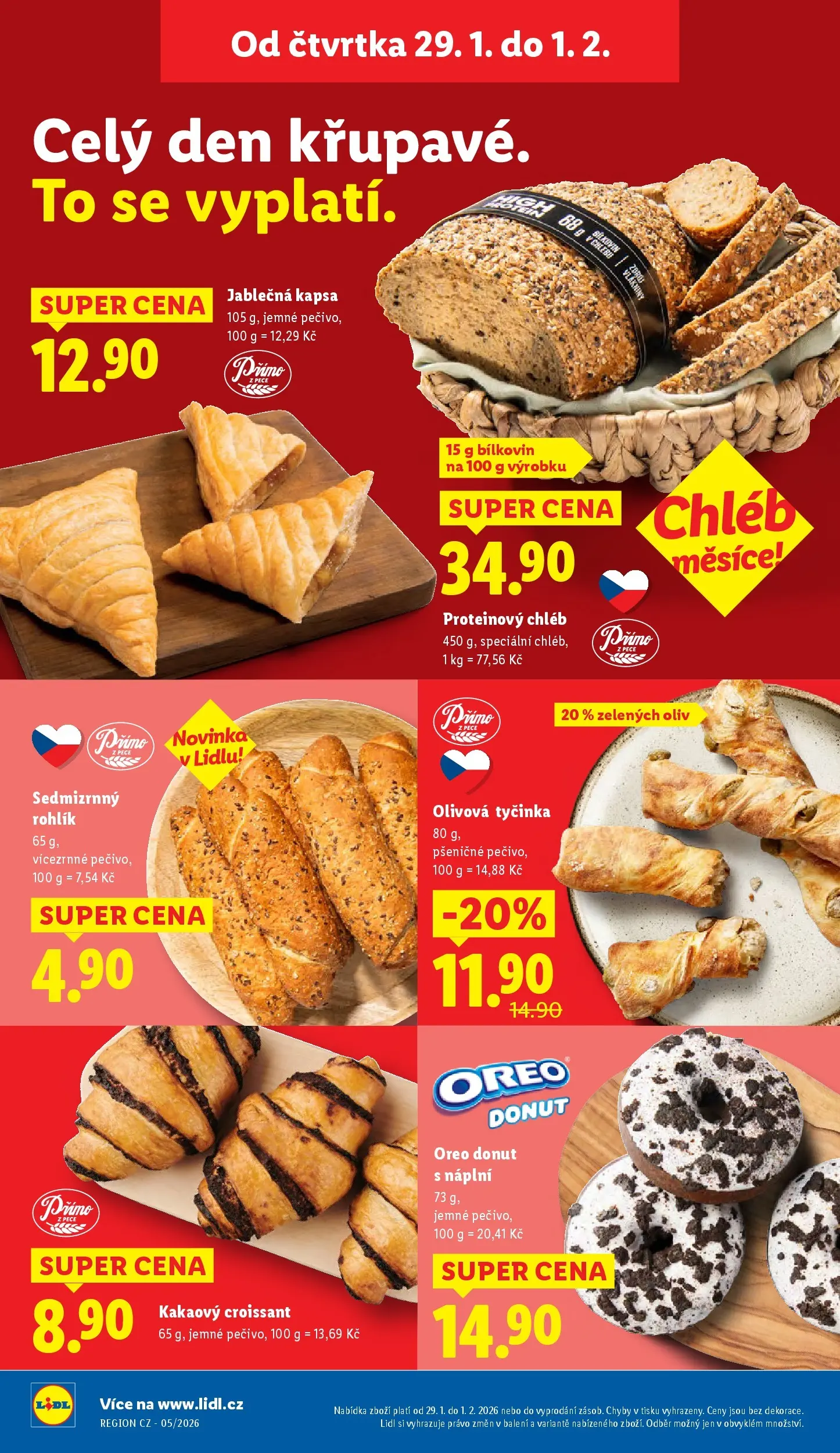 Lidl leták od 28.01.2026 - Nový akční leták | Strana: 12 | Produkty: Chléb, Rohlík, Pečivo, Proteinový chléb