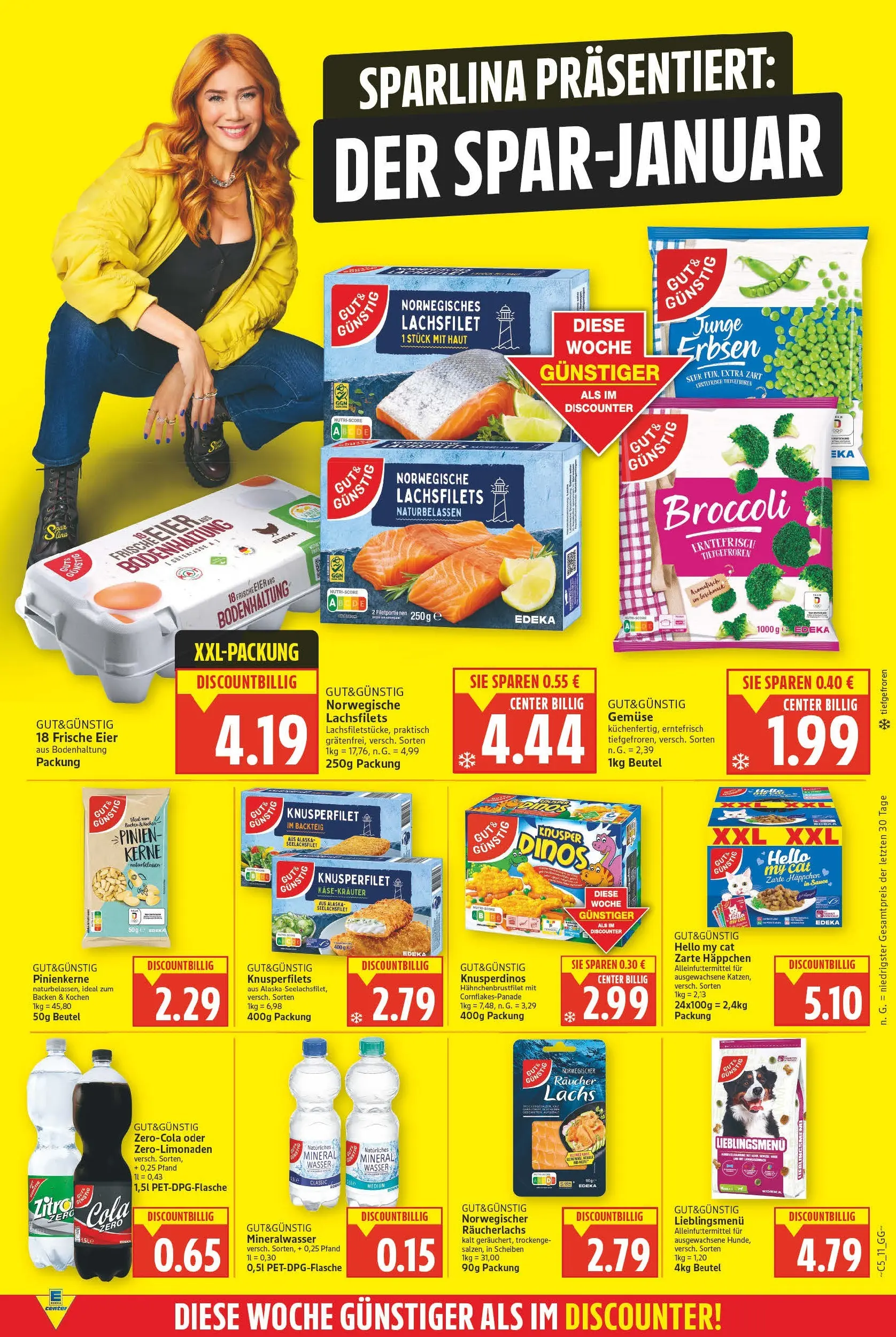 E center - Wochenangebote (ab 10.05.2026) zum Blättern | Seite: 11 | Produkte: Eier, Lachs, Wasser, Erbsen