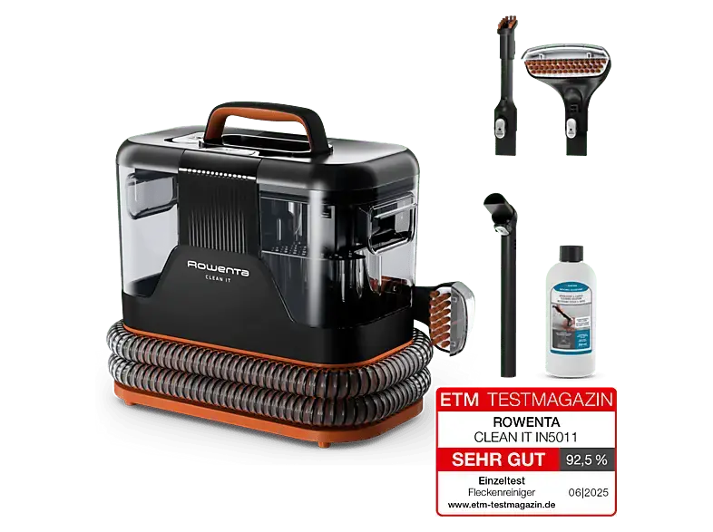 Rowenta Clean It IN5011 Tragbarer Teppichreiniger, Schwarz/Orange
