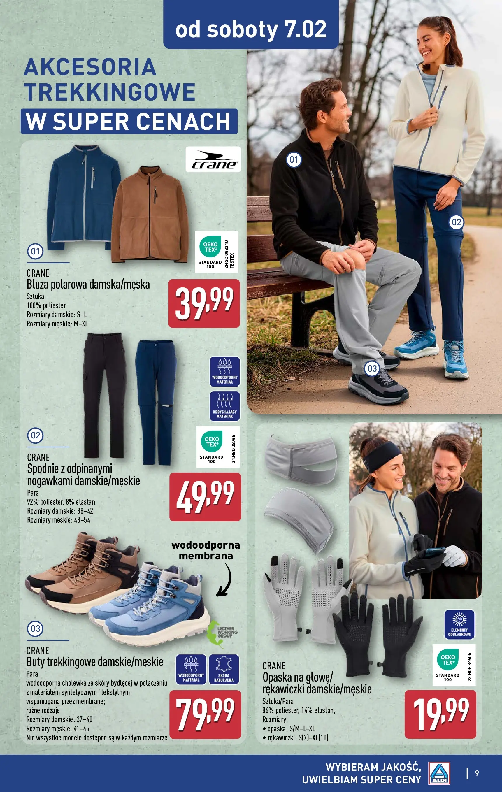 Aldi Gazetka - Hity od Środy i od Soboty od 04.02.2026 - Ulotka PDF, promocje | Strona: 9 | Produkty: Spodnie, Buty, Rękawiczki, Buty trekkingowe