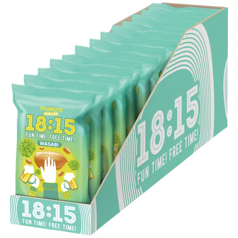 Erdn&uuml;sse gesch&auml;lt, ger&ouml;stet, mit Wasabi-Geschmack