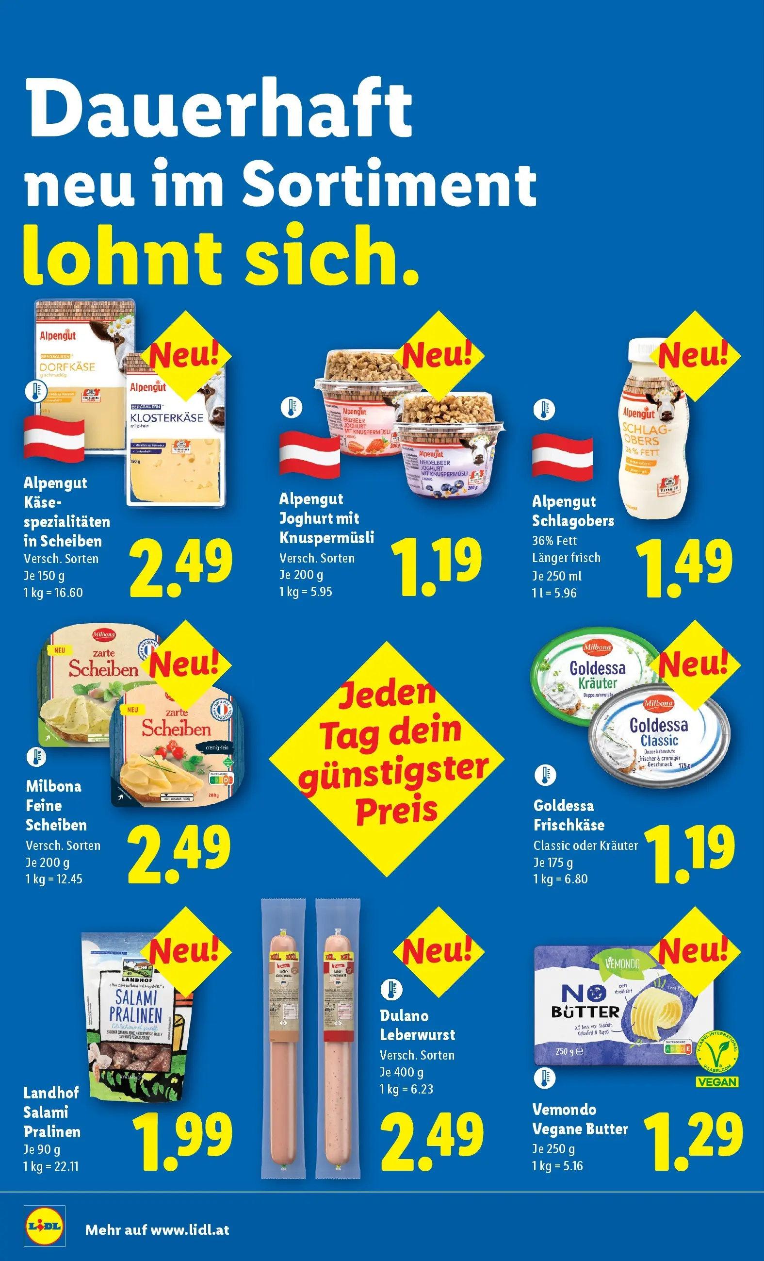 Lidl Flugblatt - Fohnsdorf, Neunkirchen, Graz ab 29.01.2026 - Angebote ab donnerstag | Seite: 45 | Produkte: Butter, Käse, Joghurt, Salami