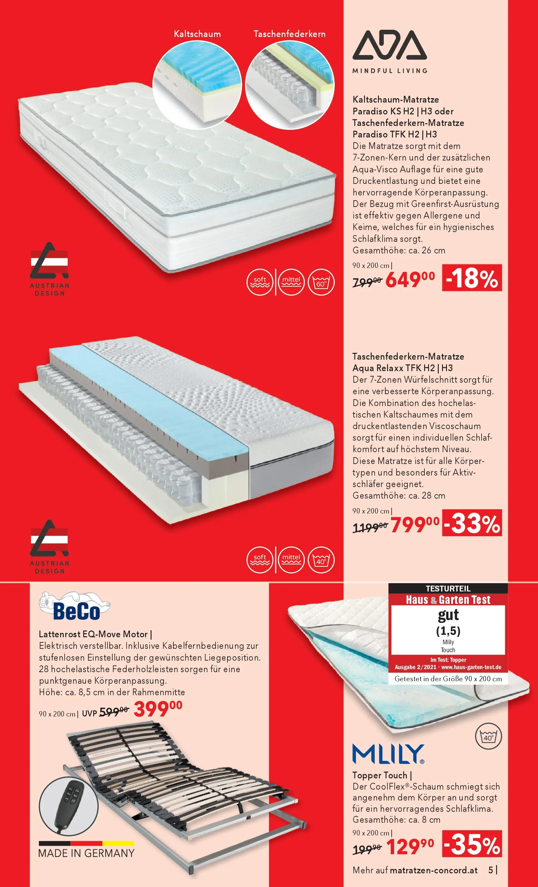 Matratzen Concord Sankt Johann in Tirol von 27.01.2026 - Aktuelle Angebote | Seite: 5 | Produkte: Matratze, Lattenrost