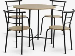 JYSK GADSTRUP &Oslash;85 маса + 4 GADSTRUP стола черно/див натурален дъб