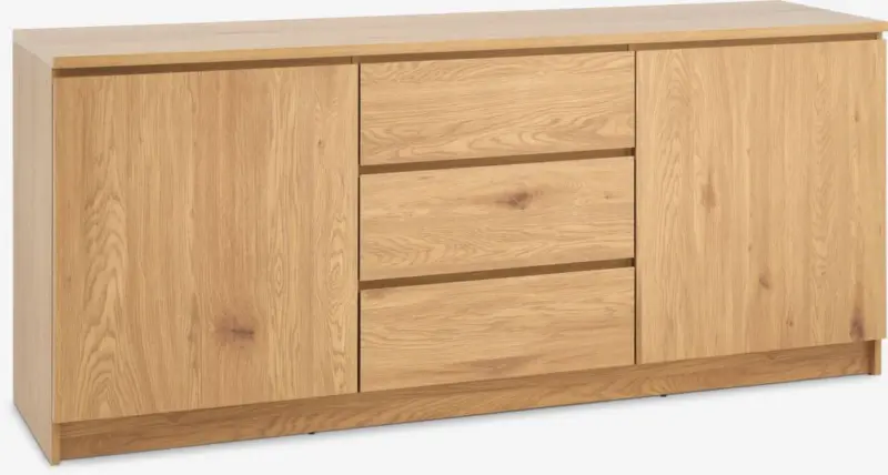 JYSK Бюфет LIMFJORDEN 2 врати 3 чекмеджета цвят топъл дъб