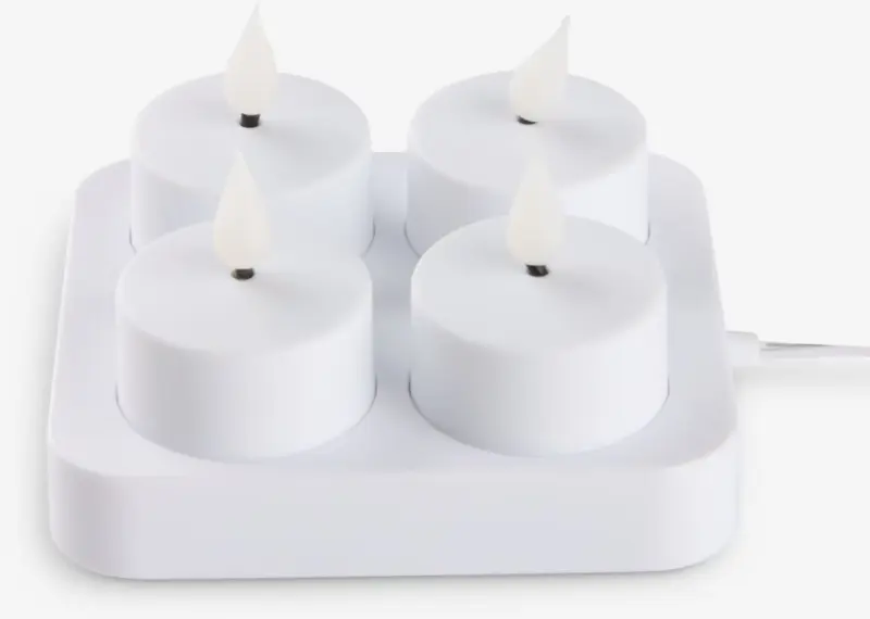 JYSK LED чаени свещи JANSSON бели/черни със зарядно