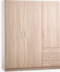 JYSK Гардероб FANDRUP 145x176 3 врати 3 чекмеджета цв. светъл дъб