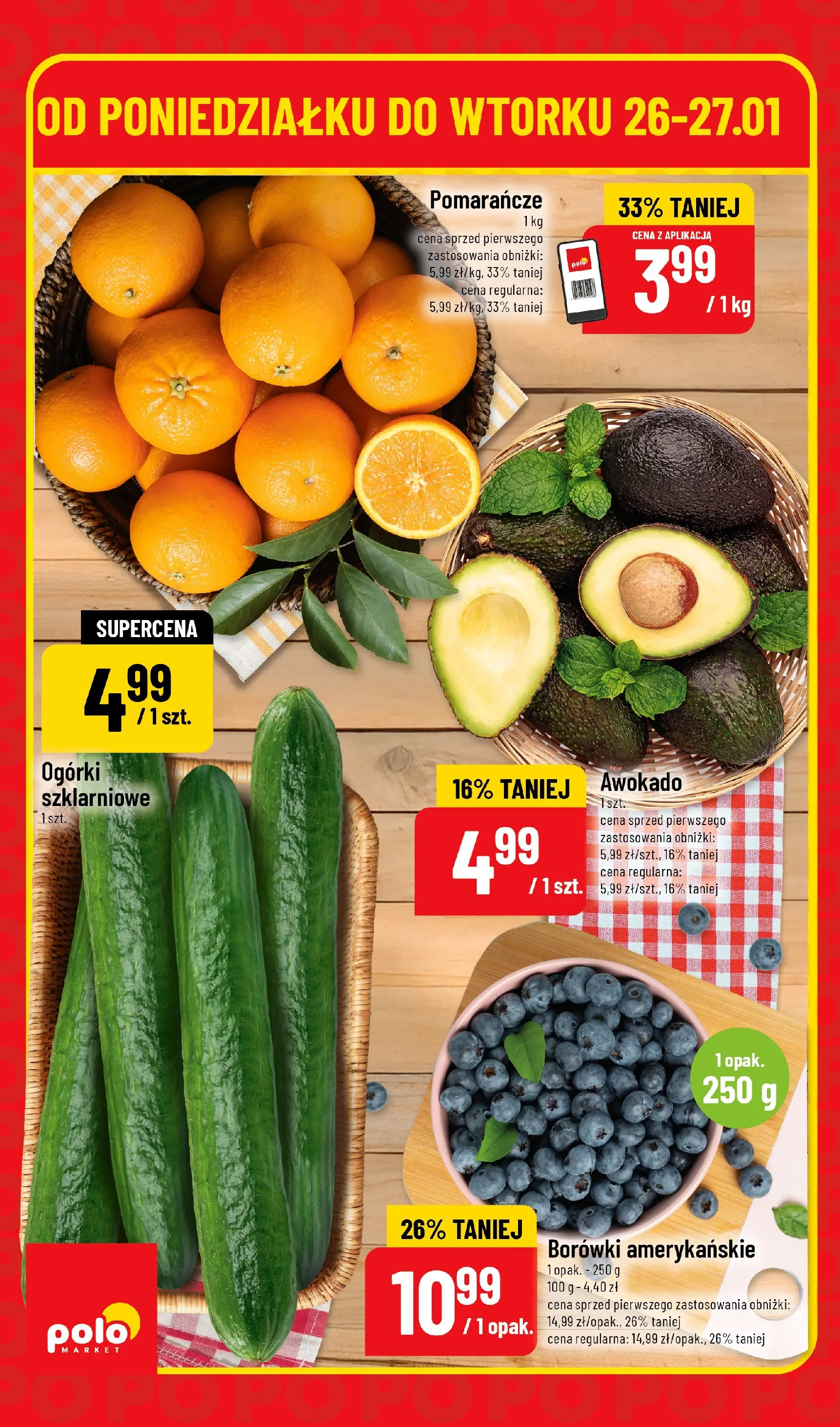 Nowa POLOmarket gazetka od jutra 25.01.2026 (PDF) | Strona: 2 | Produkty: Pomarańcze, Ogórki, Awokado