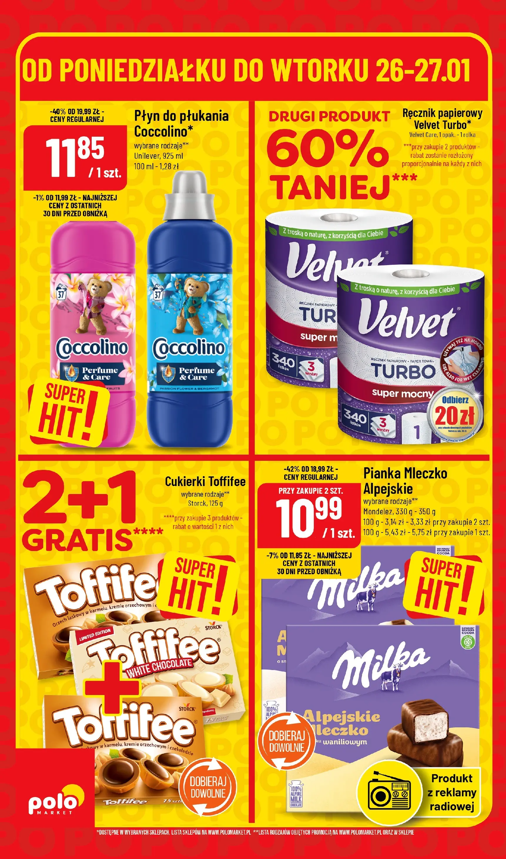 Nowa POLOmarket gazetka od jutra 25.01.2026 (PDF) | Strona: 6 | Produkty: Toffifee, Coccolino, Milka, Cukierki