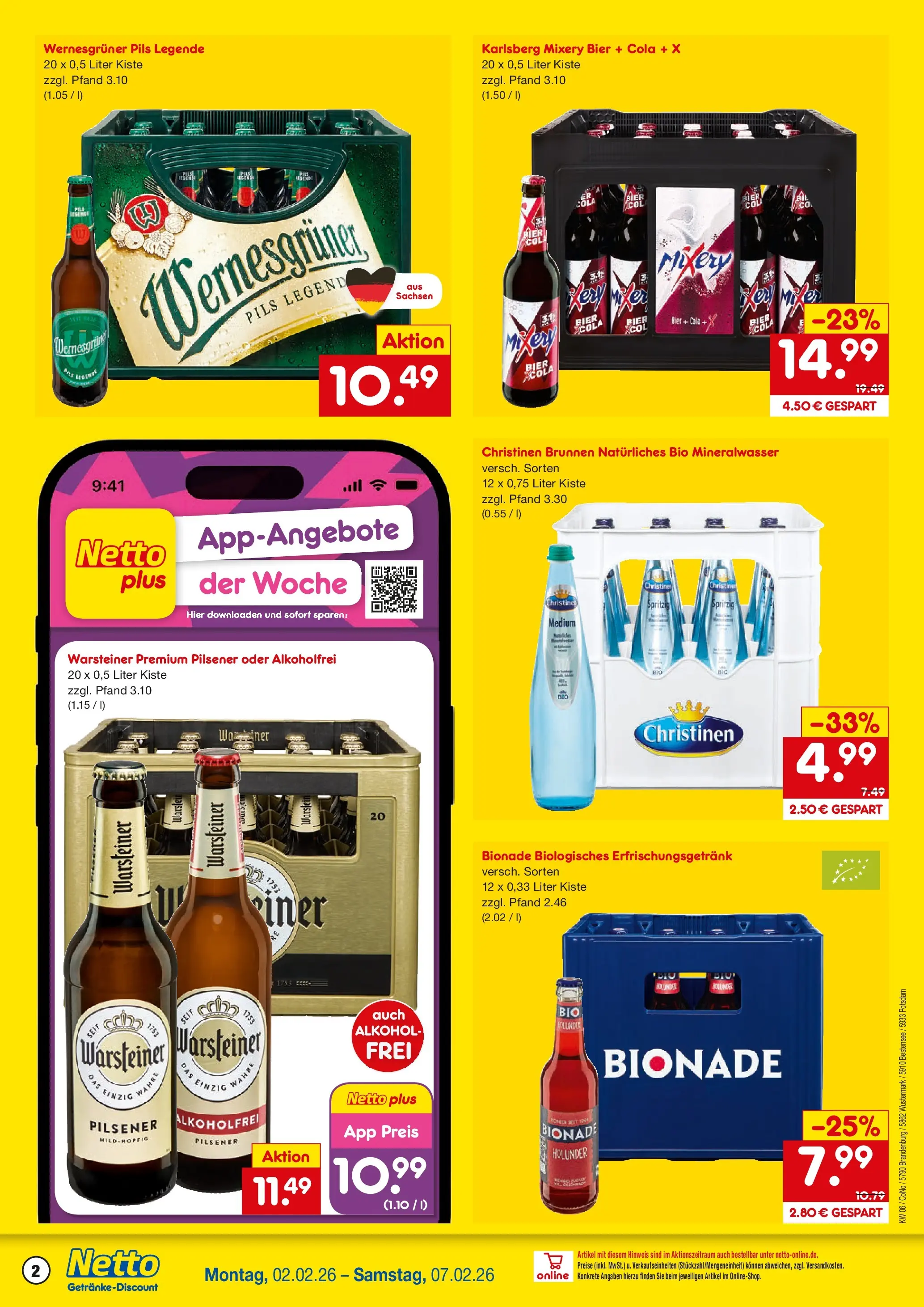 Netto Marken-Discount prospekt Wustermark-Elstal	 (ab 01.02.2026) » Angebote | Seite: 2 | Produkte: Pils, Wernesgruner, Mineralwasser, Mixery