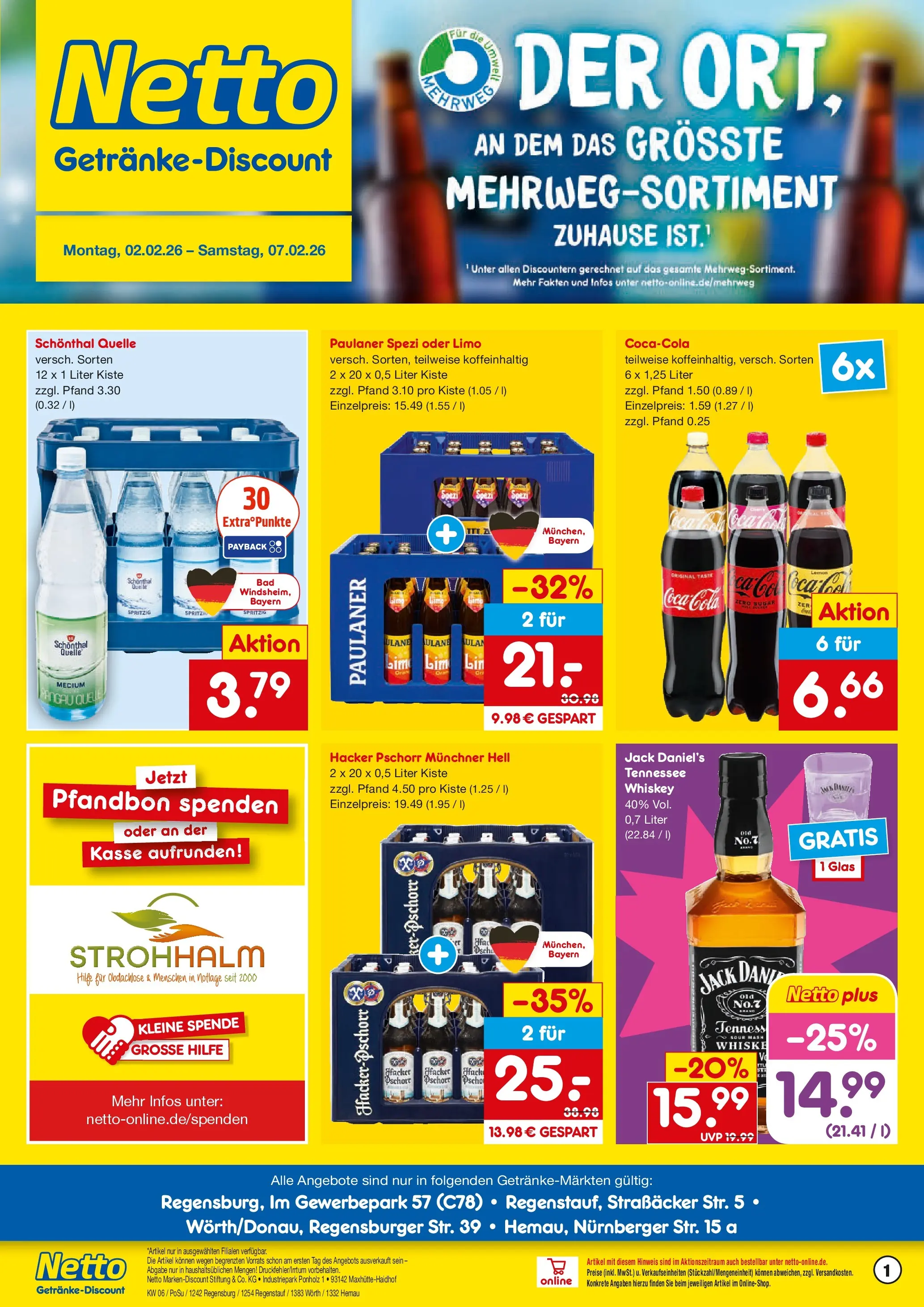 Netto Marken-Discount prospekt Regenstauf	 (ab 02.02.2026) » Angebote | Seite: 1 | Produkte: Pils, Mineralwasser, Volvic, Kiwi