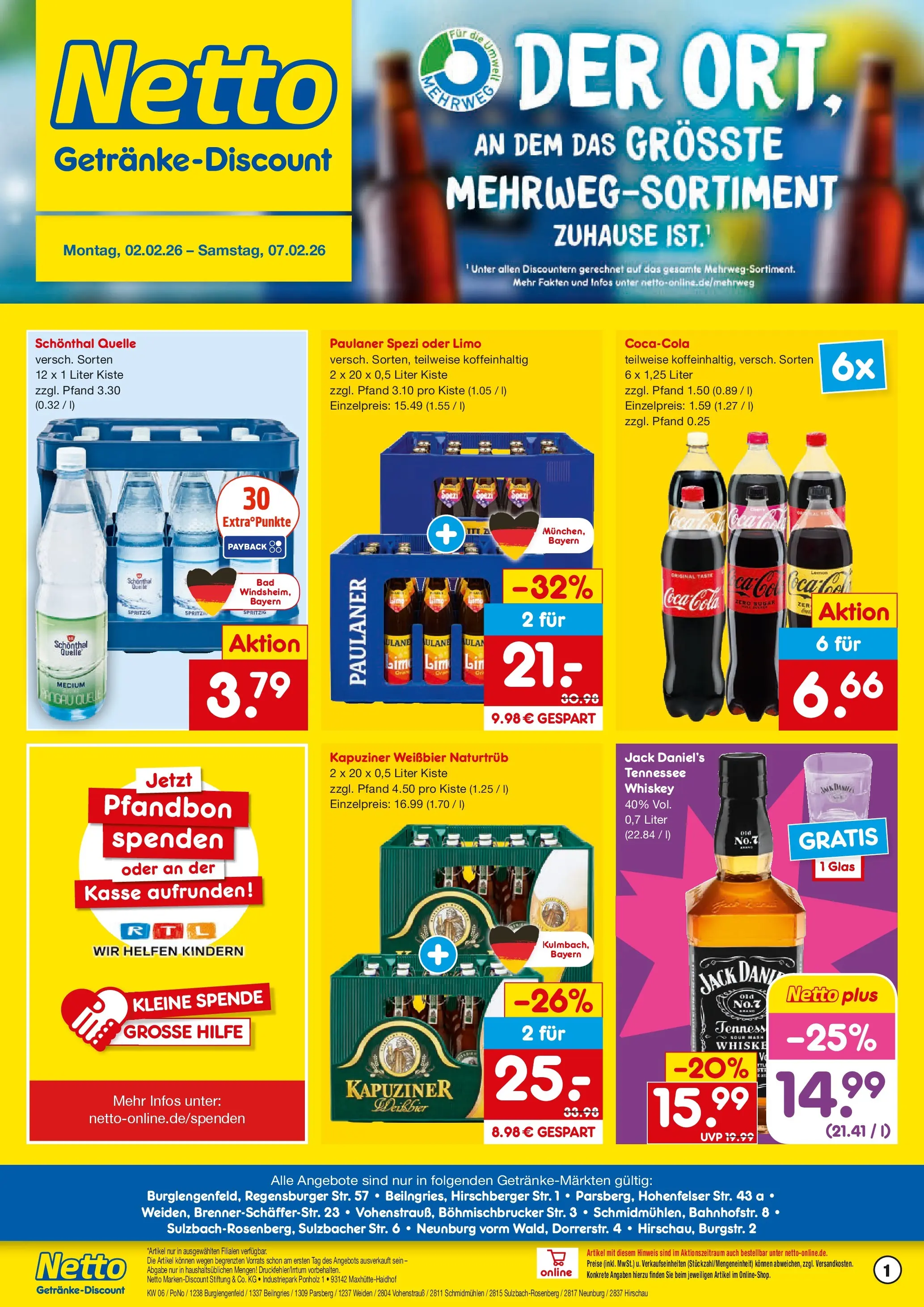 Netto Marken-Discount prospekt Beilngries	 (ab 01.02.2026) » Angebote | Seite: 1 | Produkte: Coca cola, Cola, Jack Daniel's, Whiskey