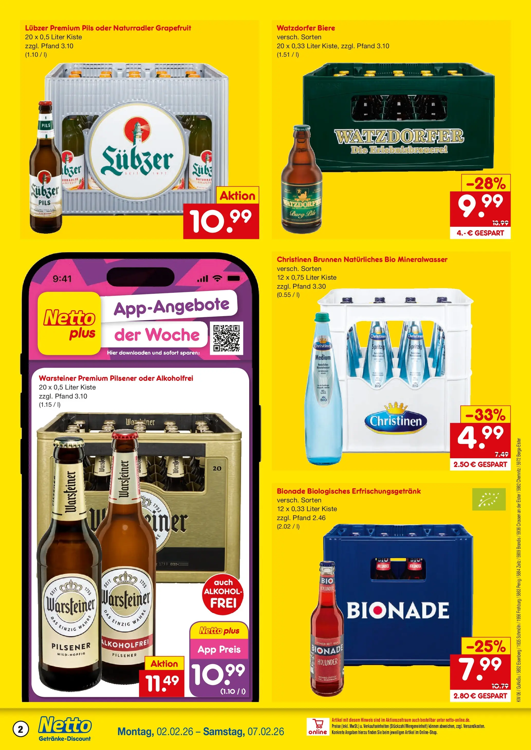Netto Marken-Discount prospekt Penig	 (ab 02.02.2026) » Angebote | Seite: 2 | Produkte: Bionade, Mineralwasser, Grapefruit, Lubzer