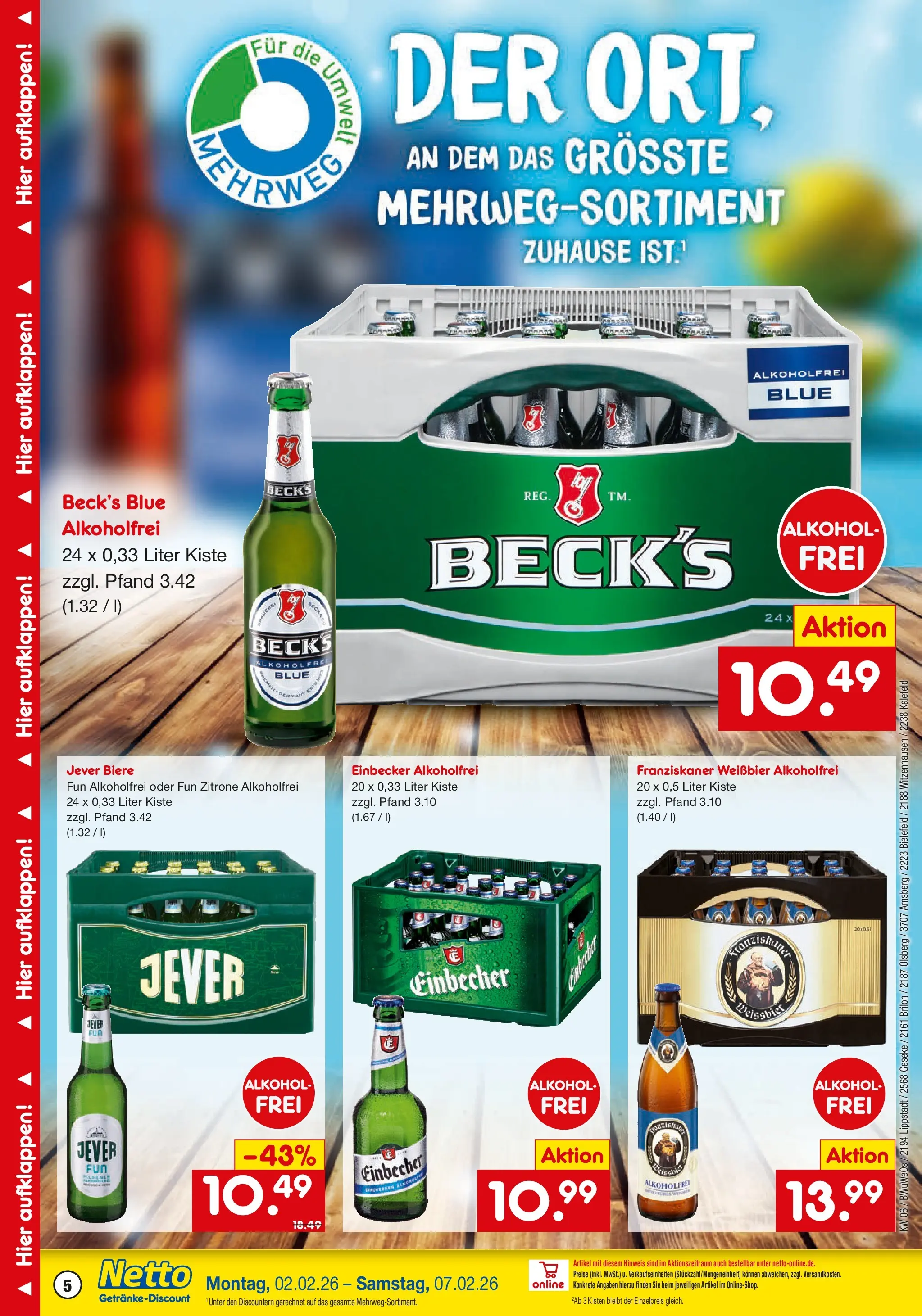 Netto Marken-Discount prospekt Lippstadt	 (ab 01.02.2026) » Angebote | Seite: 5 | Produkte: Franziskaner, Weißbier, Zitrone, Jever