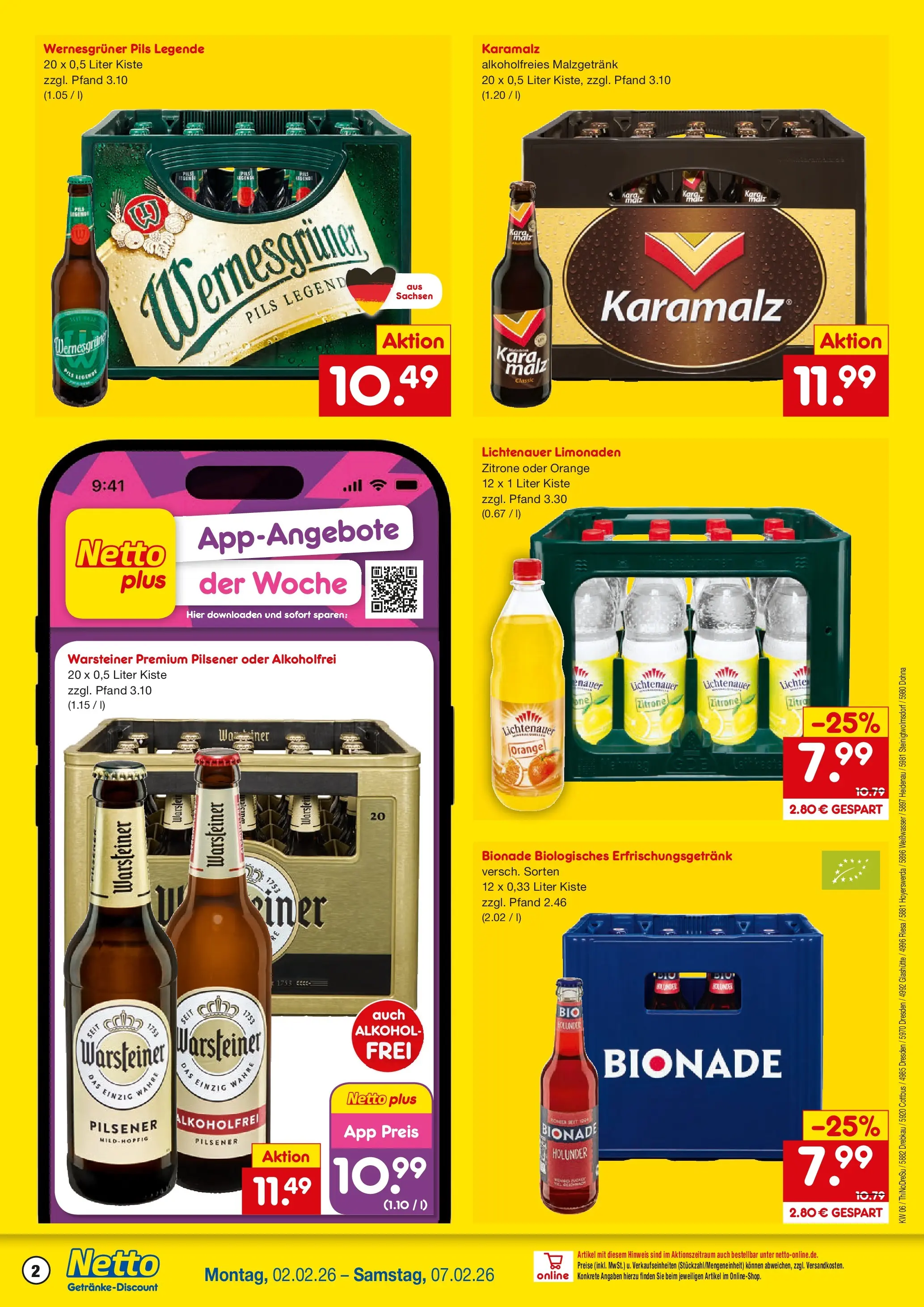Netto Marken-Discount prospekt Dohna	 (ab 02.02.2026) » Angebote | Seite: 2 | Produkte: Milch, Schokolade, Bananen